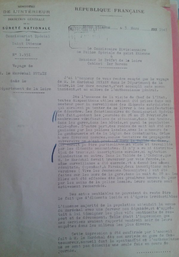 1941 : visite de Pétain à St-Étienne